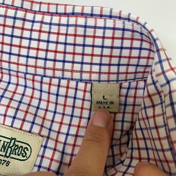 Vintage Gitman Bros Shirt Mens L Large Cotton Check Button Down Pockets Made USA - Picture 5 of 10